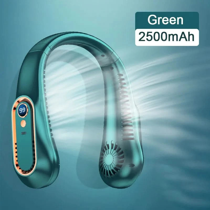 Hanging Neck Fan Digital Display Power Ventilador Bladeless Neckband Fan Portable Mini Air Cooler USB Rechargeable Electric Fans - M & M Global
