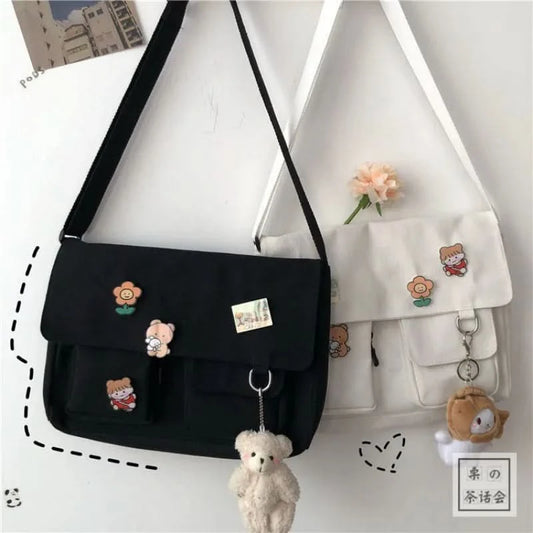 Japanese Harajuku Cute Retro Girl Messenger Shoulder Bag Canvas Student School Female - M & M Global