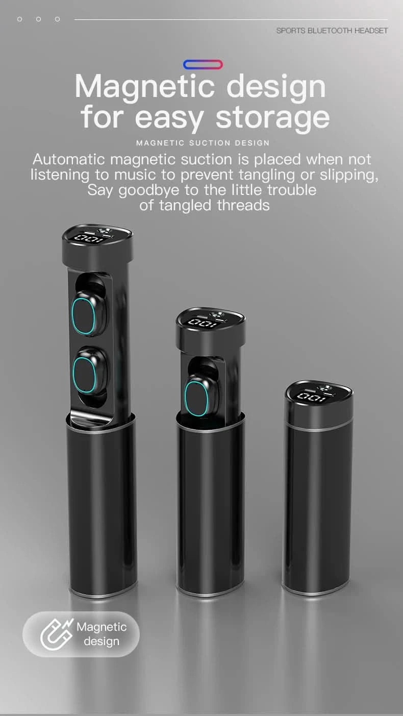 N21 Wireless Earphones Stereo Bass Earbuds LED Digital Display Headphones With Microphone TWS Headsets Lights For Smartphone - M & M Global