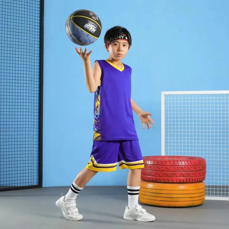 Kid Basketball Jersey Quick-drying Training Uniform Shirts Children Sportswear Kit Boys and Girls Tracksuit Sport Suit Clothes - M & M Global
