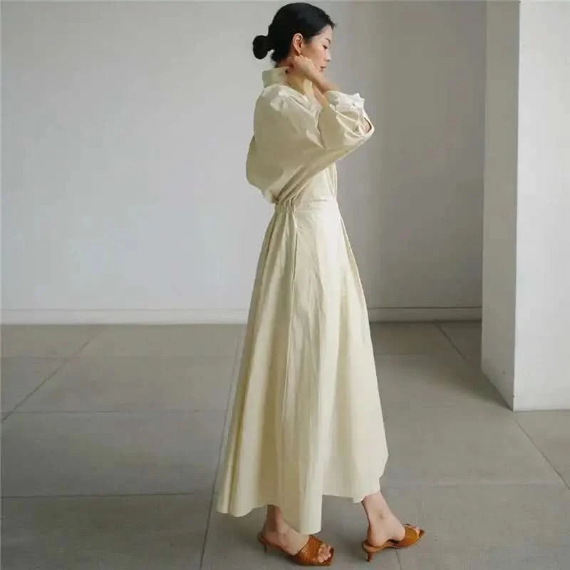 LANMREM Women's Clothing Long Dress Turn Down Collar With Button Pockets Loose Casual Dresses Female Streetwear Fashion 2C2019 - M & M Global