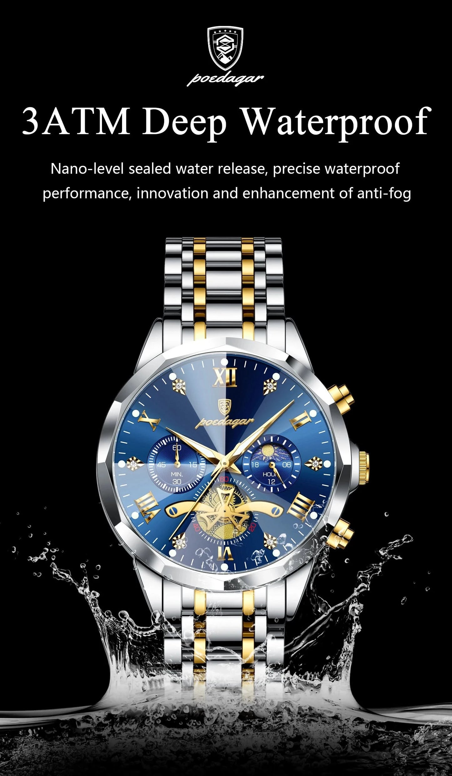 POEDAGAR Luxury Men Watch Top Original Waterproof Luminous Chronograph Man Wristwatch Stainless Steel Quartz Men's Watches Reloj - M & M Global