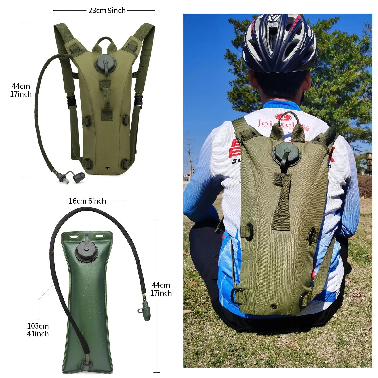 Tactical Water Hydration Pack - Military Class Camel Backpack with 3L Leakproof Water Bladder for Running, Jogging, Cycling - M & M Global