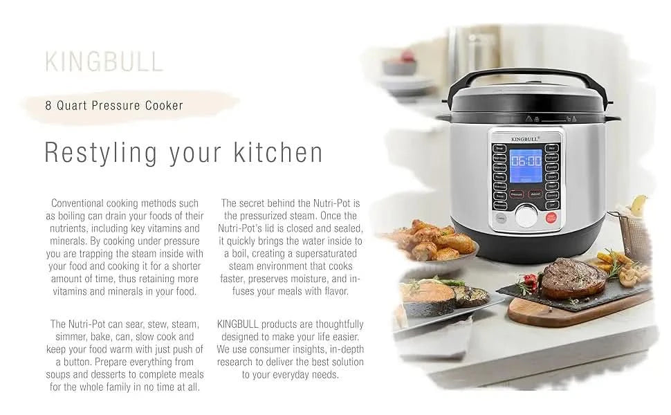 12-in-1 Electric Pressure Cooker, Slow Cooker, Rice Cooker, Steamer, Sauté, Yogurt Maker & Warmer, One-Touch Programs,Support DI - M & M Global