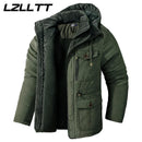 LZLLTT Men Winter Warm Parkas Mens Fleece  Jacket Parkas Men Casual Cotton Outdoor Fur Trench Padded Jackets Coats