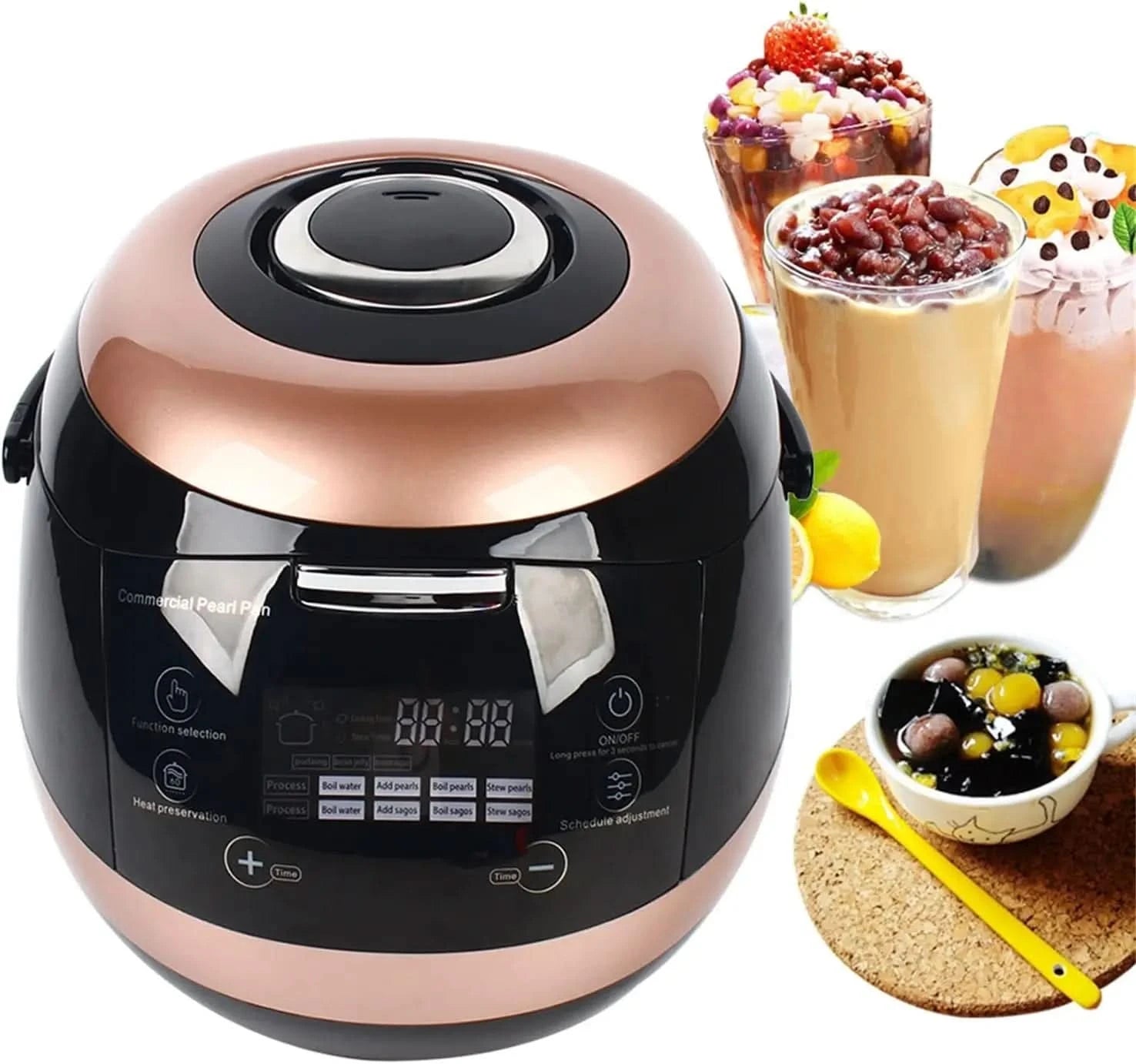 Commercial Fully Automatic Pearl Pot Black Tapioca Cooker Pearl Maker 5L, Touchscreen 110V, for Boba Tea & Bubble Tea & Milk Tea - M & M Global