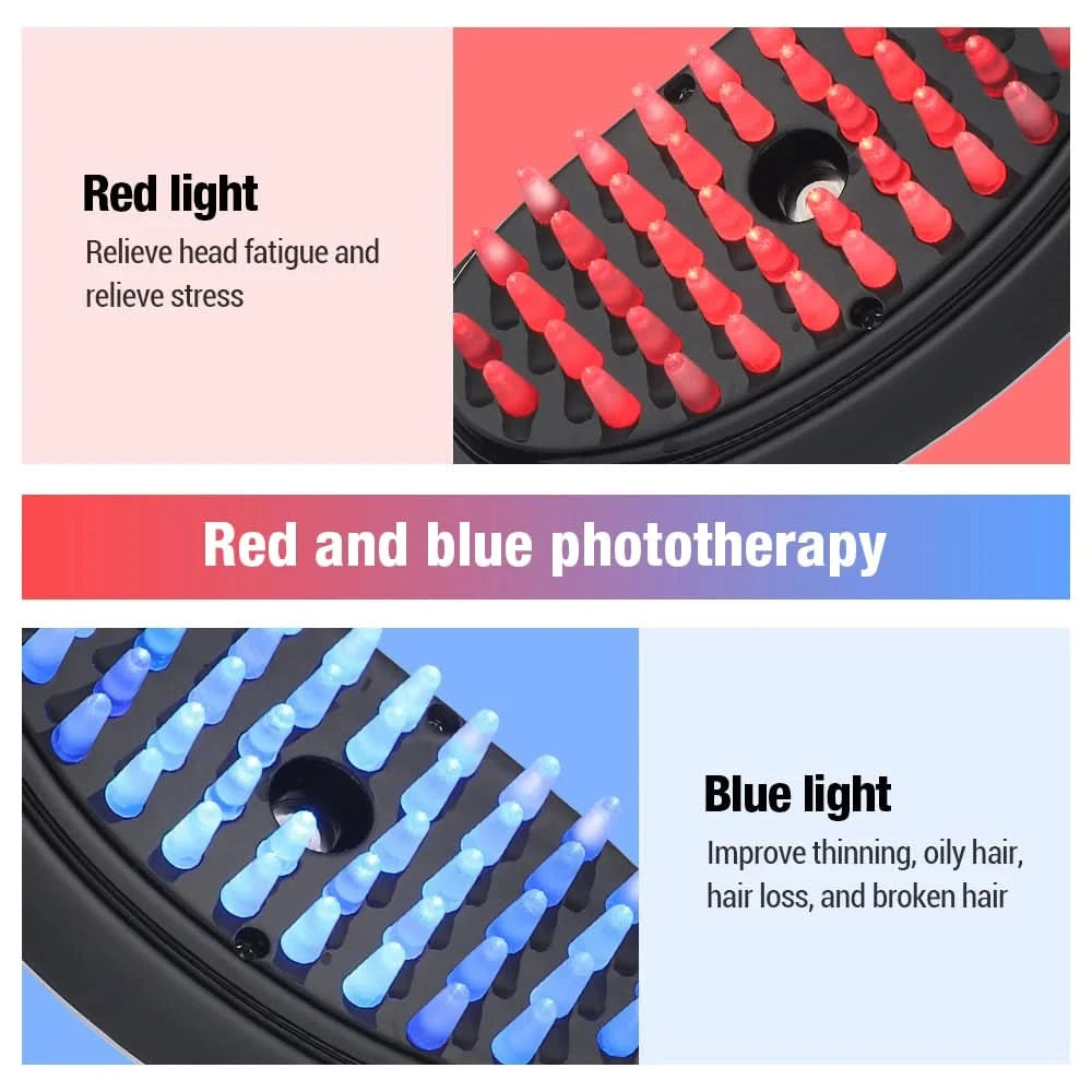 Sonic Vibration Scalp Massager Red Light Therapy Head Massage Comb Anti Hair Loss Anion Spray Hair Growth Brush Stress Relief - M & M Global