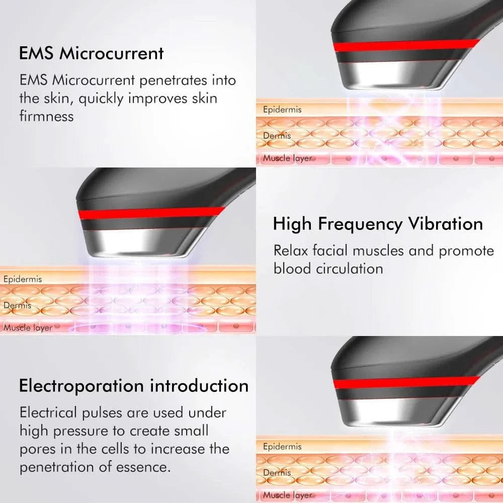 6 in 1 Age Booster Skin Care Facial Glow Booster Beauty Device Facial Skin Care Tools Anti Aging Microcurrent Lift Face Care - M & M Global