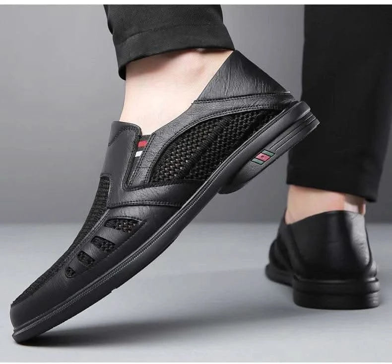 Business Leather Shoes For Men Summer British Style Hight Quality Casual White Leather Shoes Male Slip On Men Loafer Comfortable - M & M Global