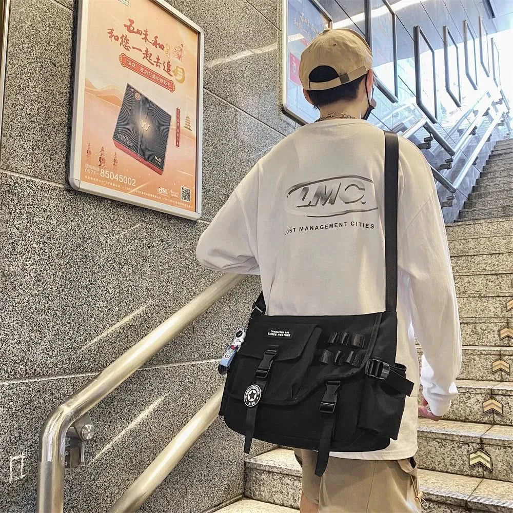 Unisex Nylon Fabric Messenger Bags Multi Pockets Large Capacity Shoulder Shopper Tote Bag Student School Satchels Female Handbag - M & M Global