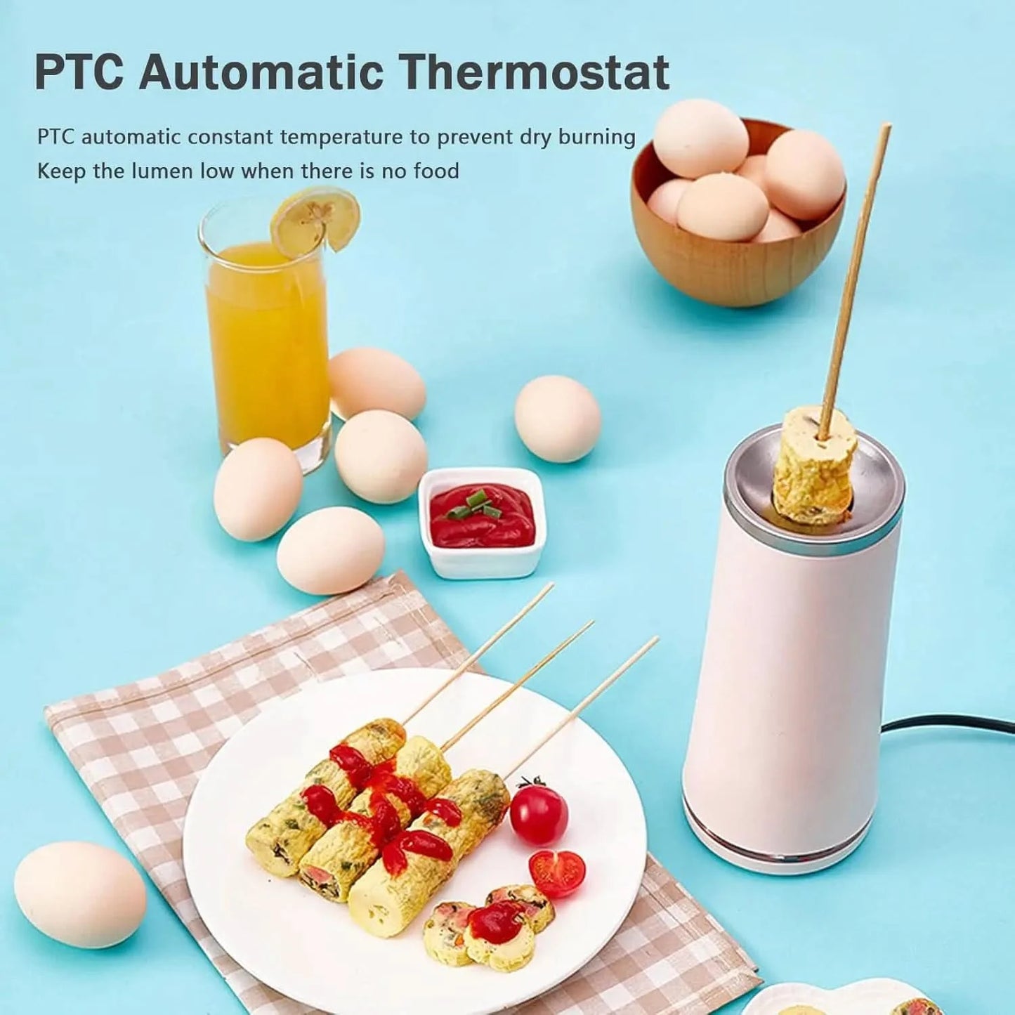 Vertical Non-Stick Simple Quick Egg Cooker, Automatic Egg Roll Machine, Breakfast Sandwich Maker, Hot Dog Master Rapid Sausage B - M & M Global