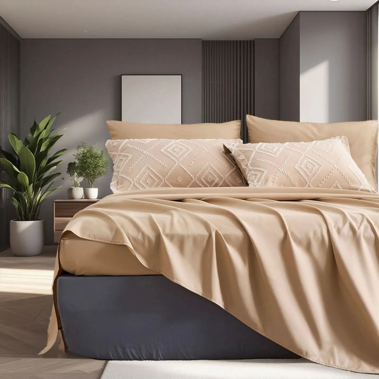 7 Pcs luxury cut flower design Comforter Set, soft microfiber, lightweight and breathable,Bedding Set for all seasons
