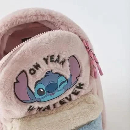 New Disney Plush Backpack Ins Japanese Blue Stitch Funny Cartoon Large-Capacity Student Backpack Kindergarten Bag Child Gift - M & M Global