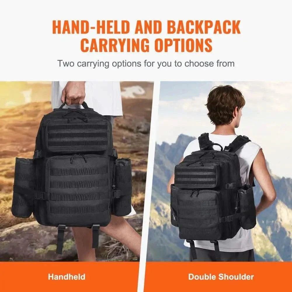 45L Tactical Military Backpack Molle Compatible 3 Compartment for men 's Hiking Bug Out Bag With Bottle Holder - M & M Global