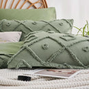 7 Pcs solid color tufted quilt set, microfiber soft and lightweight, durable and easy to wash bedding set , for all seasons