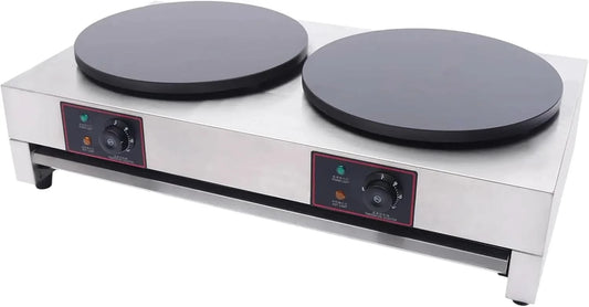 Electric Pancake Maker, 3.4kw Stainless Steel Double Hotplate Pancake Maker 16" Pancake Maker Machine for Homes, Kitchens, Conve - M & M Global