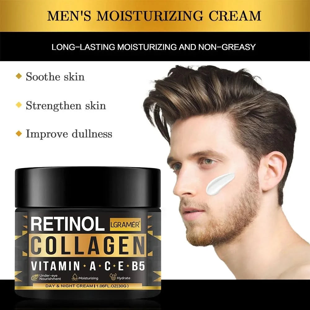 Men's Retinol Collagen Face Cream Skincare Moisturizing Brightening Hydrating Smooth Wrinkles Firming Facial Men Skin Care - M & M Global