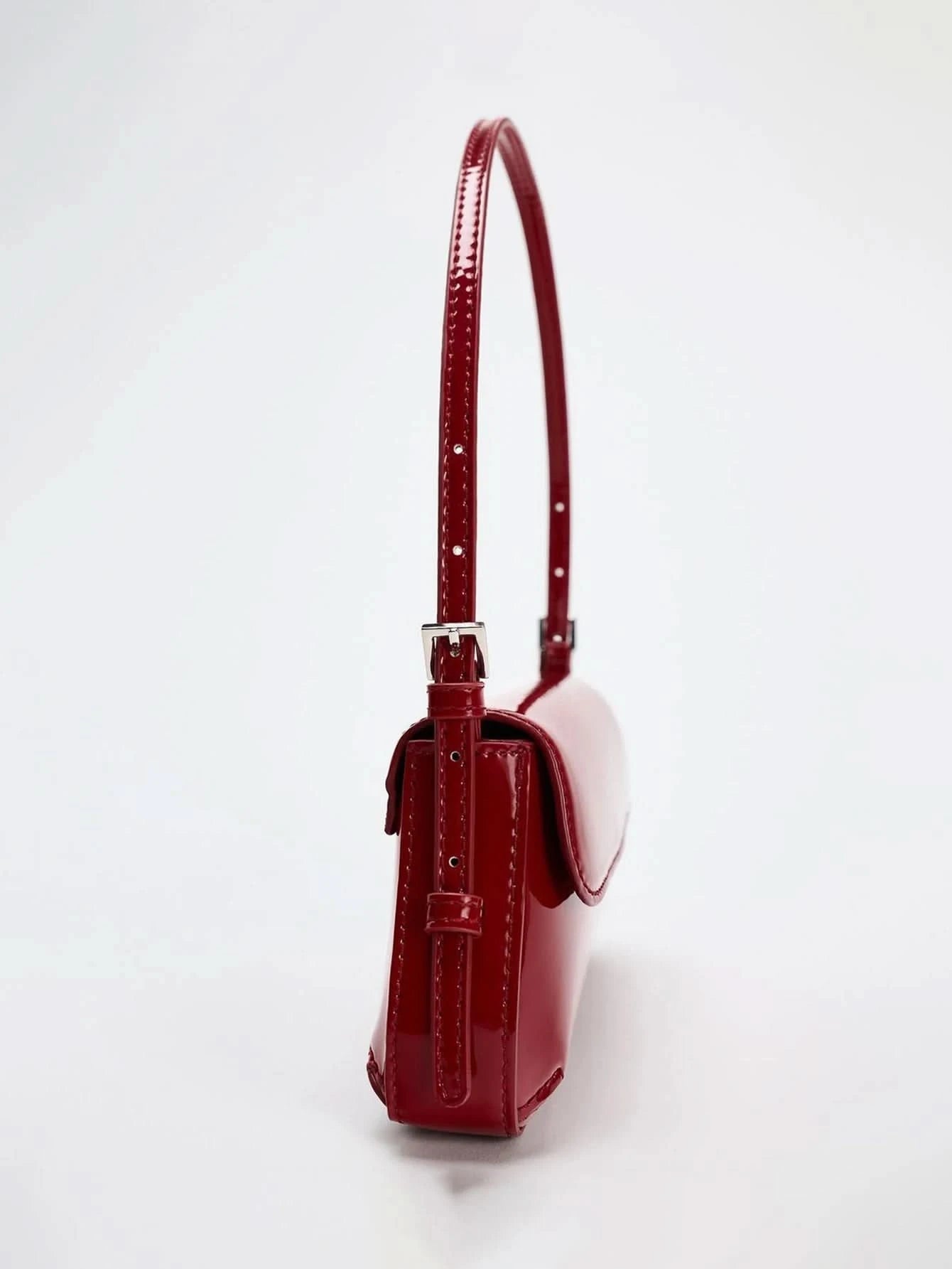 Red Baguette Underarm Bag New Fall 2024 Fashion simple commuter clamshell vintage shoulder bag - M & M Global