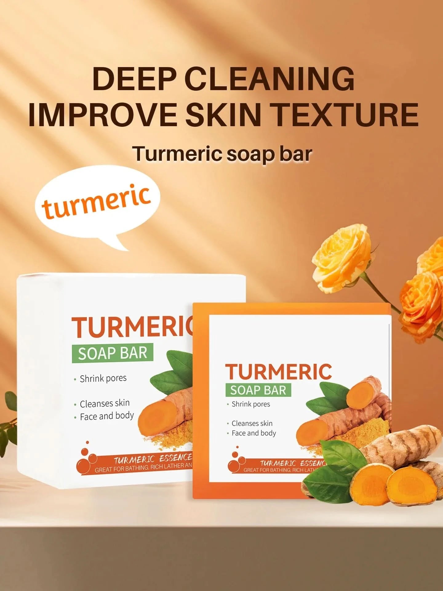 Hand Made Turmeric Soap Body Cleaning Lightening Dark Underarm Leg Body Cleansers Brightening Face Soap Tender Skin Care Beauty - M & M Global