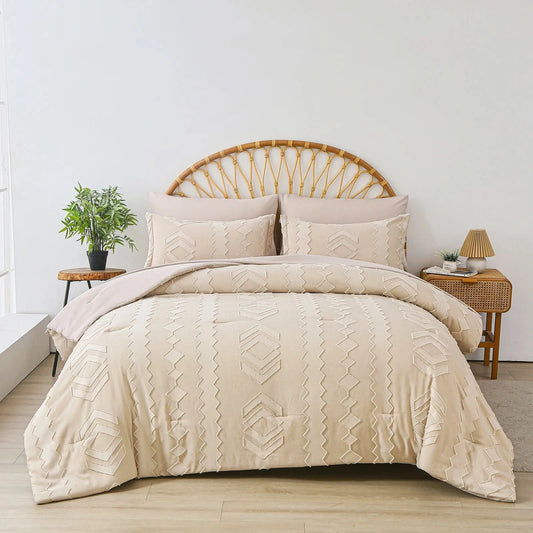 7-piece solid color diamond pattern quilt set, microfiber soft and durable bedding set bedroom decoration gift