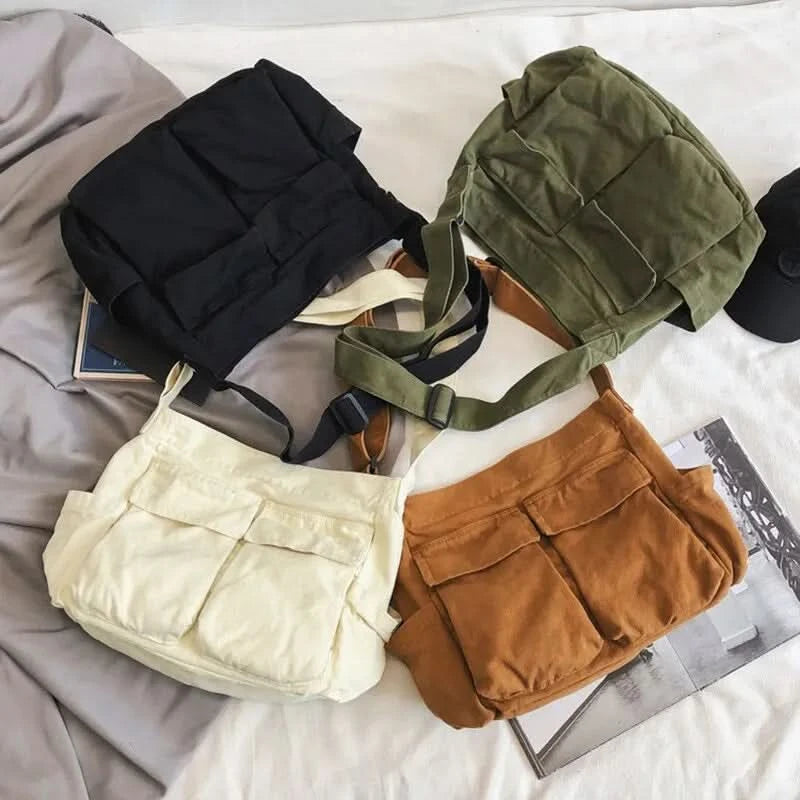 Women Vintage Handbag Canvas Teenager Shoulder Tote Bags Messenger Bags Ladies Casual Handbag Crossbody Purse - M & M Global