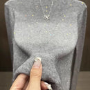 Slimming Knitted Sweater Women Hot Drill Soft Skin-friendly Warm Tops Half-high Collar Ribbed Long Sleeve Base Knitted Sweater