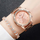2PCS Women's Watch Fashion Rhinestone Ladies Analog Quartz Watches Bracelet Set Reloj Mujer Girls Clock Gift - M & M Global