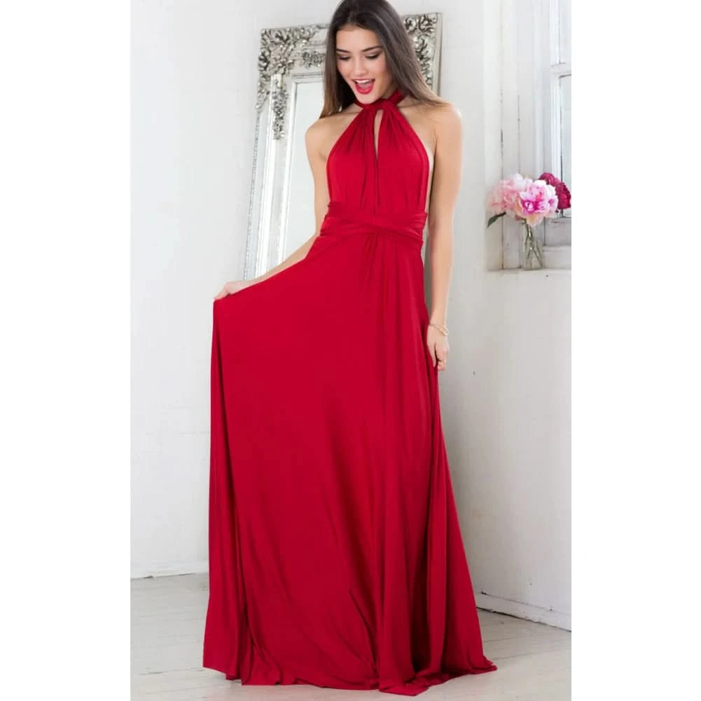 Sexy Women Multiway Wrap Convertible Boho Maxi Club Red Dress Bandage Long Dress Party Bridesmaids Infinity Robe Longue Femme - M & M Global