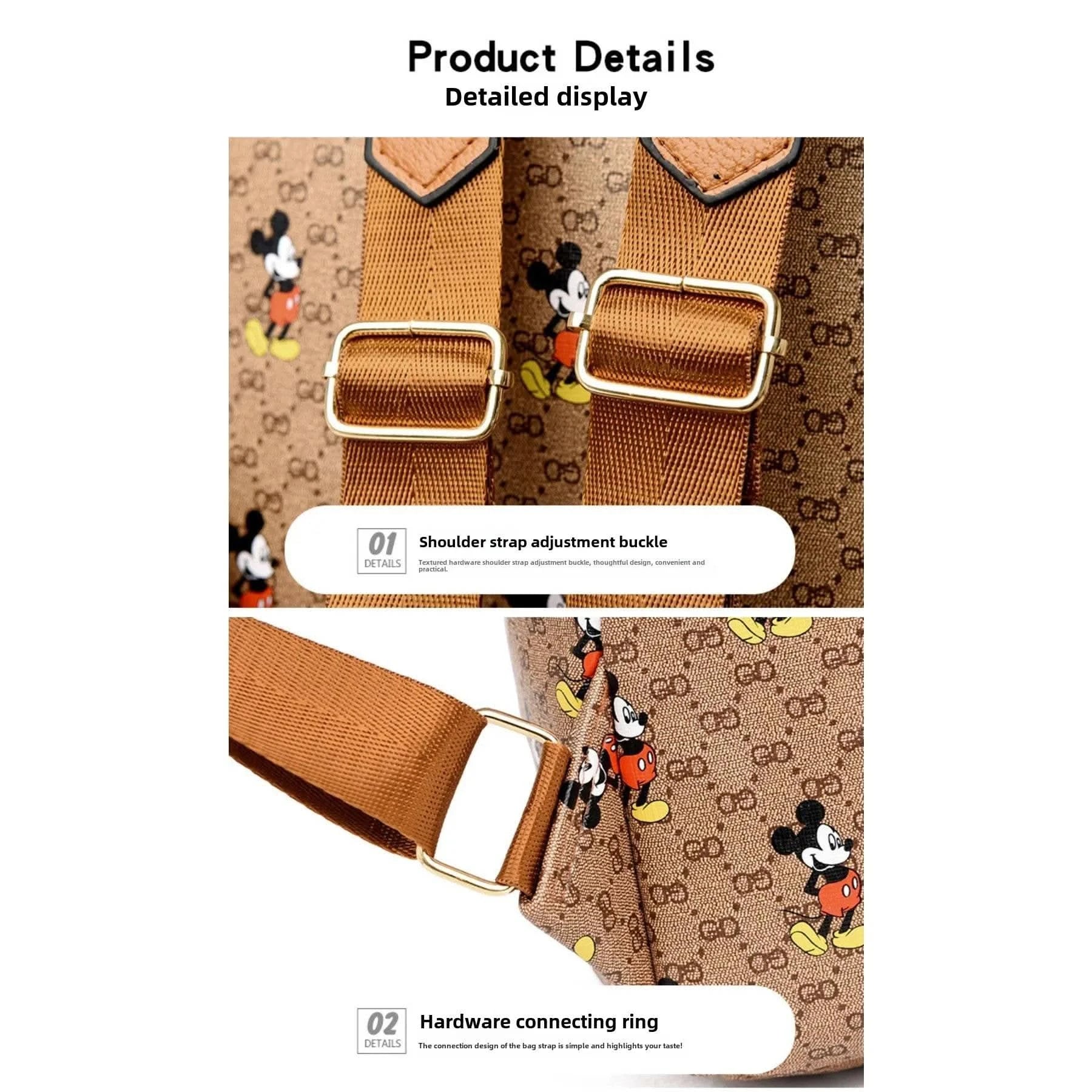 Disney Ladies Backpack Trendy Women's Tote 2025 Mickey Multifunctional Fashion Knapsack Joker Large Capacity Travel Backpack New - M & M Global
