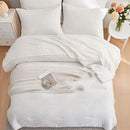 7Pcs solid color cut flower design Comforter Set, 100% microfiber soft and breathable Soft and durable bedding set Ideal gift