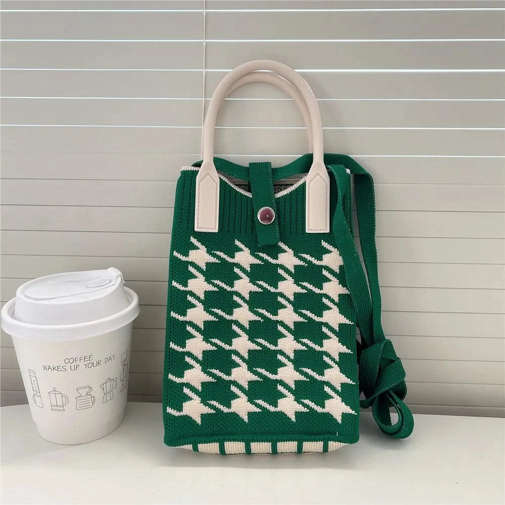 Korean Fashion Heart Knitted Mini Square Handbag for Women Small Mobile Phone Shoulder Bags Girls Cute Outdoor Crossbody Bags - M & M Global