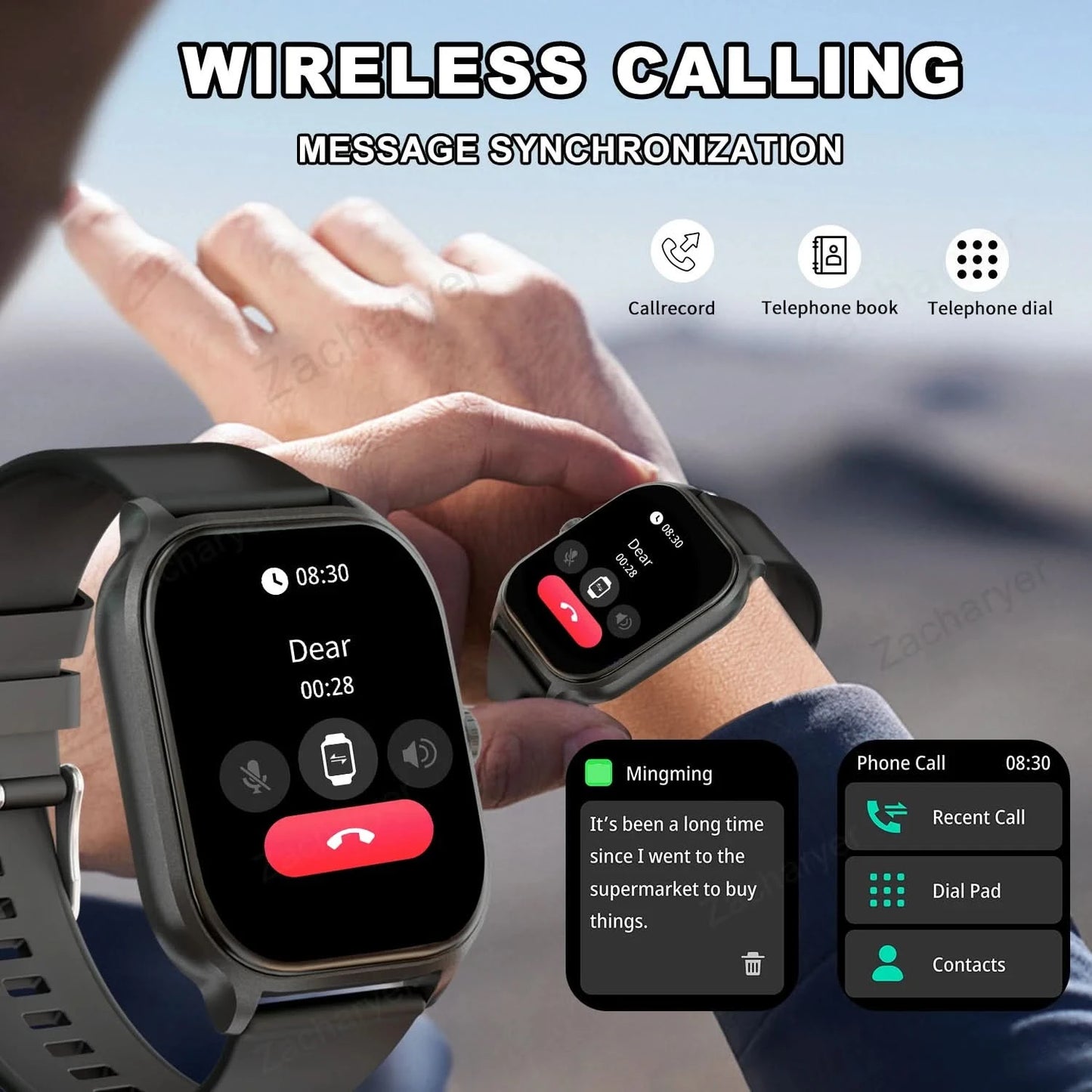Smart watch, wireless calling /dial, multi -Sport mode,Suitable for men and women, sports watches,for iPhone/Andriod