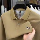 Luxury and fashionable 100%pure cotton comfortable long sleeve polo shirt for men new spring and autumn brand embossed puppy top