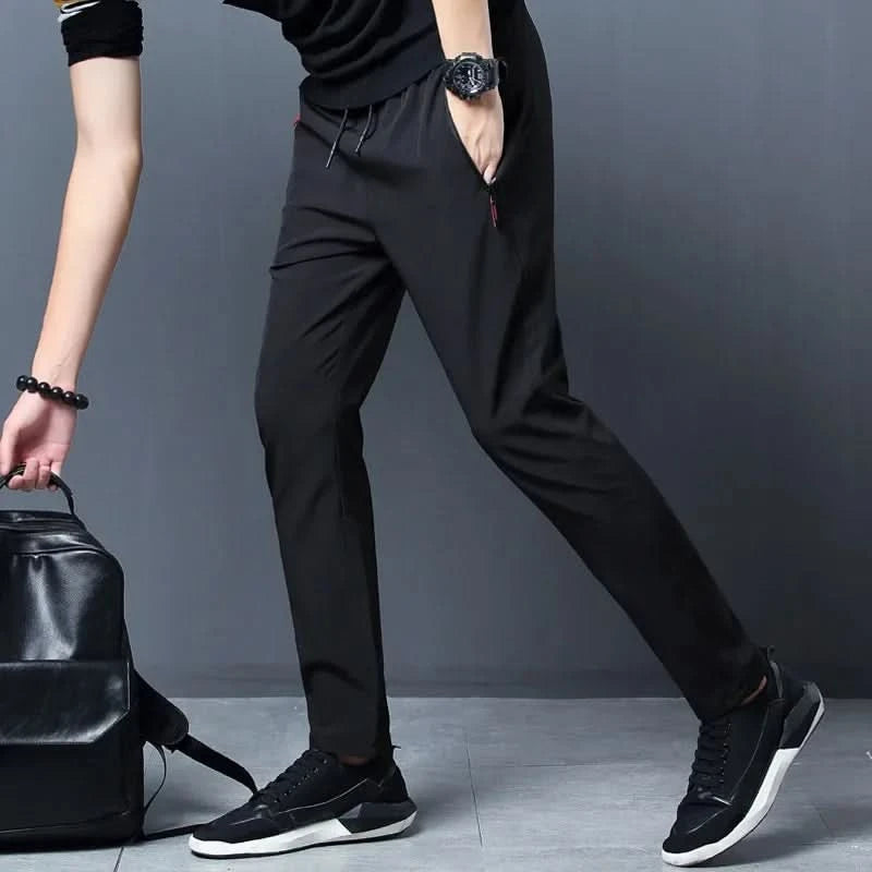 Men's Casual Pants Stretch Slim Fit Elastic Waist Jogger Korean Classic Blue Black Gray Male Brand Trousers Plus Size - M & M Global