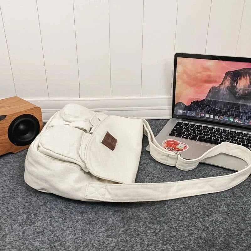 High Quality Canvas Handbag Shoulder Bags Large Capacity Crossbody Bags For Women Simple Casual Messenger Bag Student School Bag - M & M Global