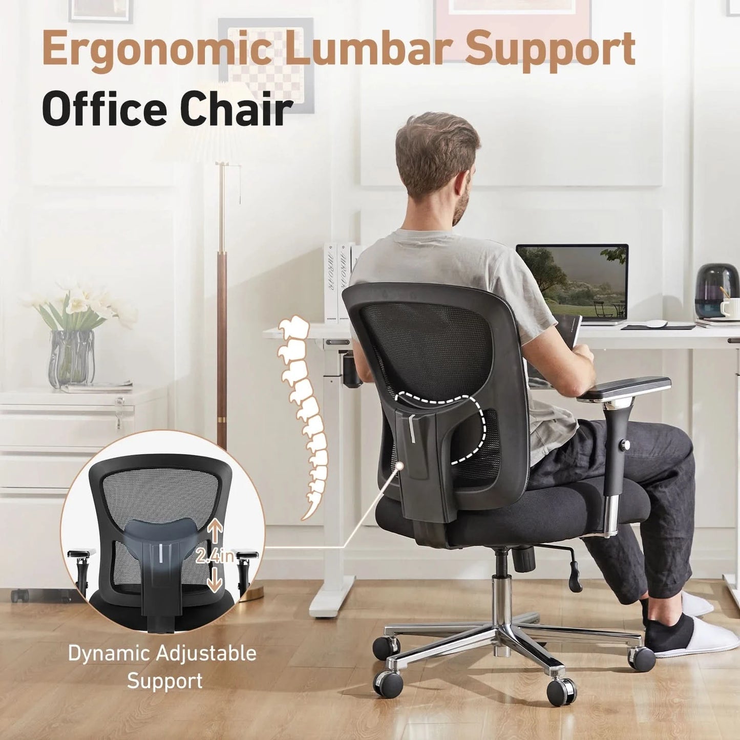 JHK Ergonomic Mesh Backrest Lumbar Support Office Chair Adjustable Height  3D Armrest Comfortable Sponge Cushion Gaming Chairs