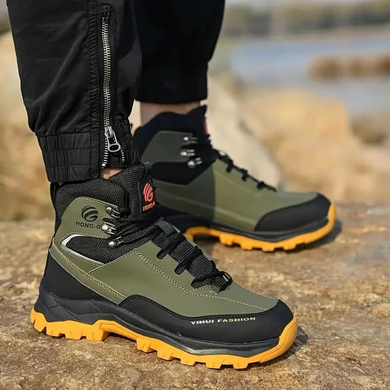Mens Work Boots Steel Toe Safety Sneakers with Metatarsal Guard Slip-Resistant Puncture-Resistant Sole for Warehouse & Delivery