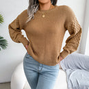 Women Casual Lantern Long Sleeve Knitted Pullovers and Sweaters Autumn Winter 2025