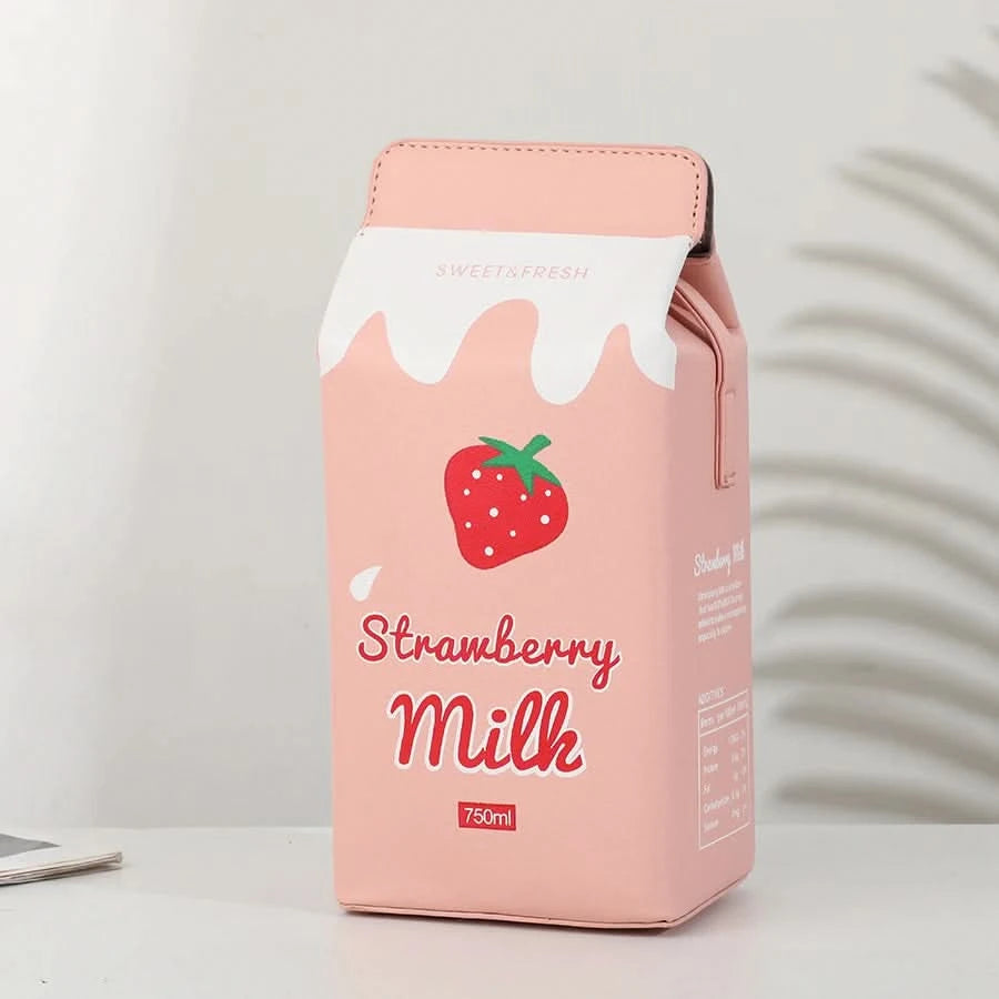 Fashion cartoon milk carton shape ladies shoulder bag, cartoon mobile phone bag. - M & M Global