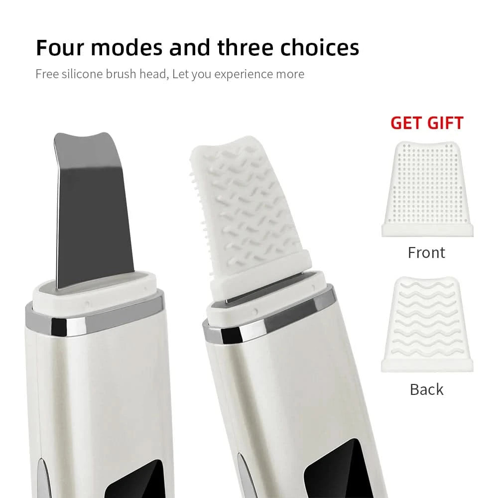 Ultrasonic Skin Scrubber Facial Spatula Blackhead Remover Deep Face Cleaning Lift Machine Peeling Shovel Pore Cleaner - M & M Global