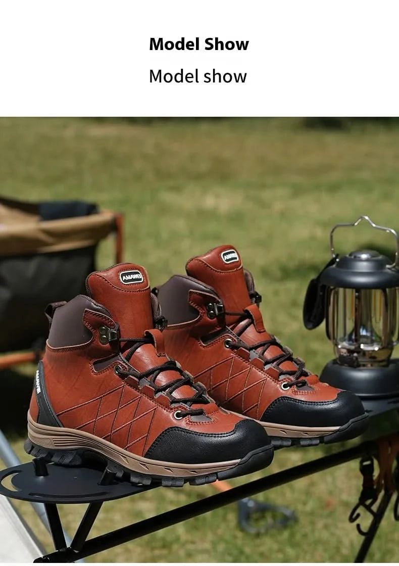 Men’s Steel Toe Work Shoes Widen Metatarsal Protection Puncture-Resistant Slip & Abrasion-Resistant Construction Work Shoes
