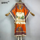 WINYI 2023 new Africa Fashion boho Popular printed twill Kaftan Maxi dress Summer Beach Bohemian Caftan long dress for lady - M & M Global