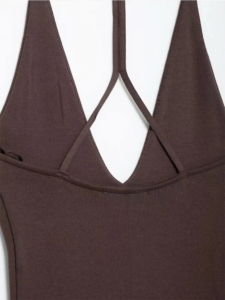TFMLN Women Solid Bodysuit Sexy Backless Fashion Slim Women Top Chic V Neck Sling Body Suits Summer Female  High Street Outwear - M & M Global