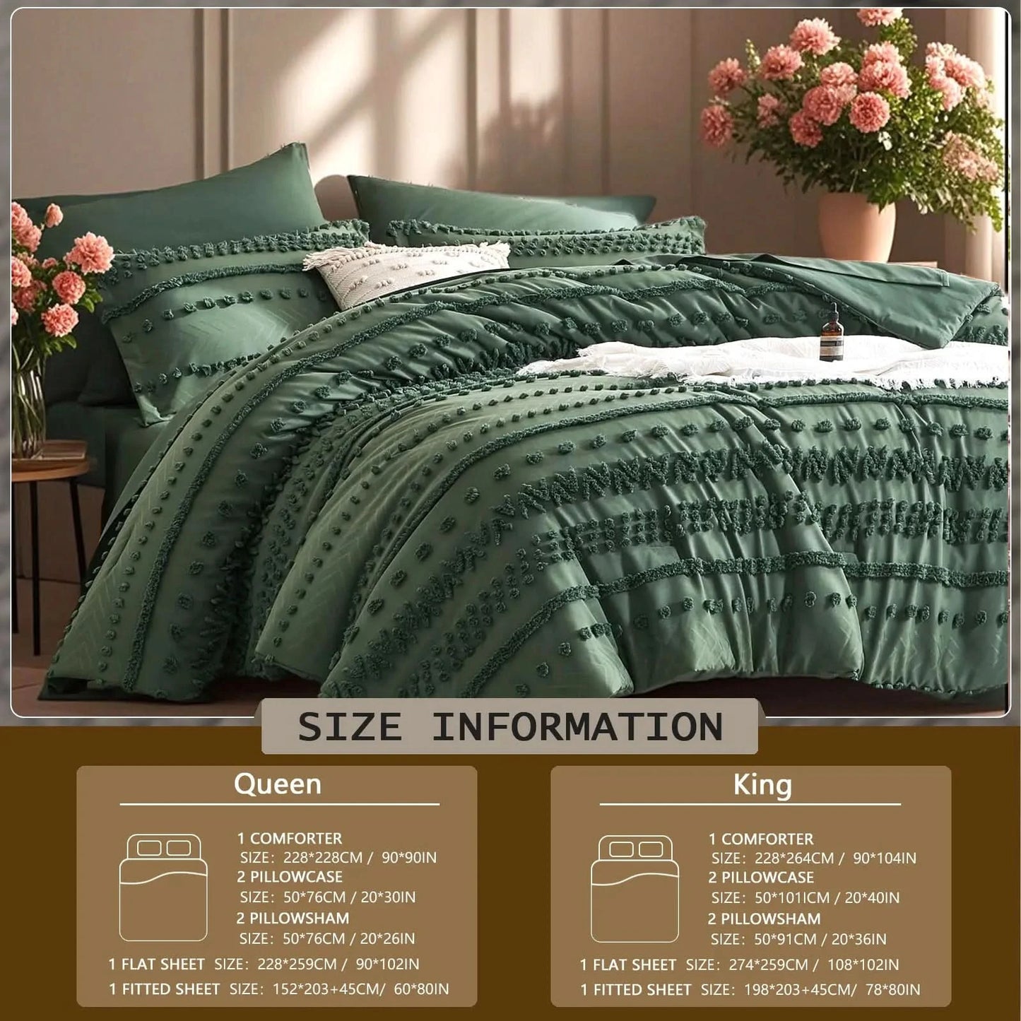 7-Piece Tufted Comforter Set – Soft All-Season Bedding Set with Decorative Pillows, Stylish Bed Set for Bedroom Decor, Ideal Gift for Any Occasion