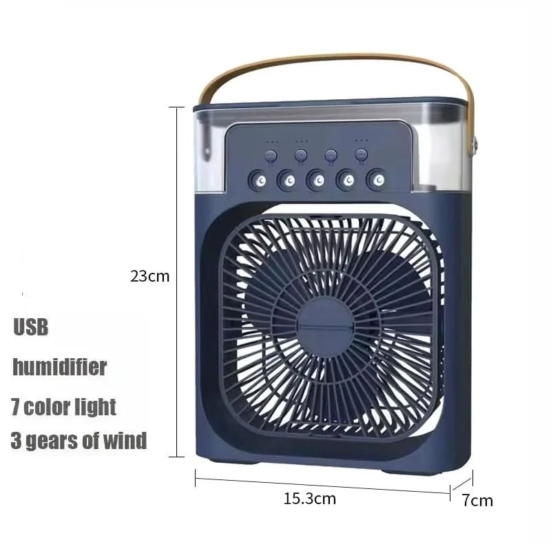 New 3 In 1 Fan AIr Conditioner Household Small Air Cooler LED Night Light Portable Humidifier Air Adjustment Fan Office Home Fan - M & M Global