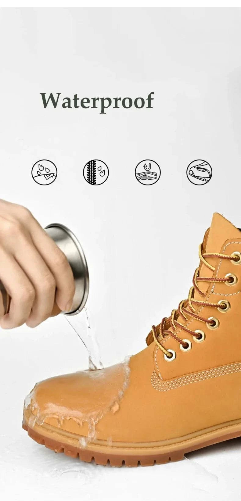Boots Men High Top Boots High Quality Women Leather Shoes Fashion Outdoor Sneakers Men Lace Up Non-Slip Ankle Boots for Couple - M & M Global