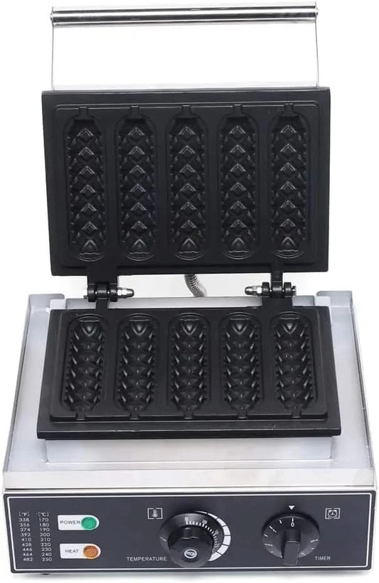 110V Nonstick 2-Shape Commercial Electric 5pcs Hot Dog Maker Machine Waffle Baker Electric Waffle Maker Muffin Machine Corn Dog - M & M Global