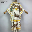 WINYI 2023 new Africa Fashion boho Popular printed twill Kaftan Maxi dress Summer Beach Bohemian Caftan long dress for lady - M & M Global
