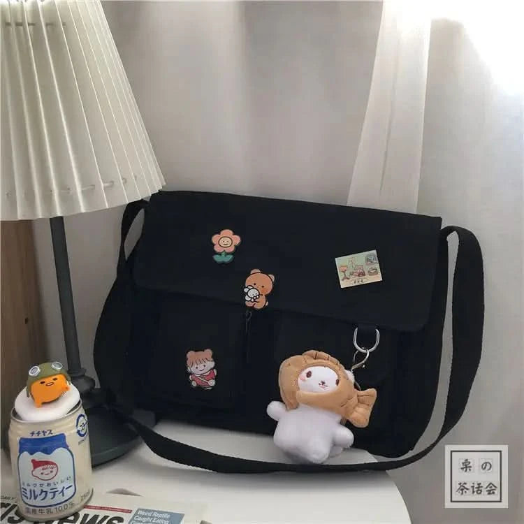 Japanese Harajuku Cute Retro Girl Messenger Shoulder Bag Canvas Student School Female - M & M Global