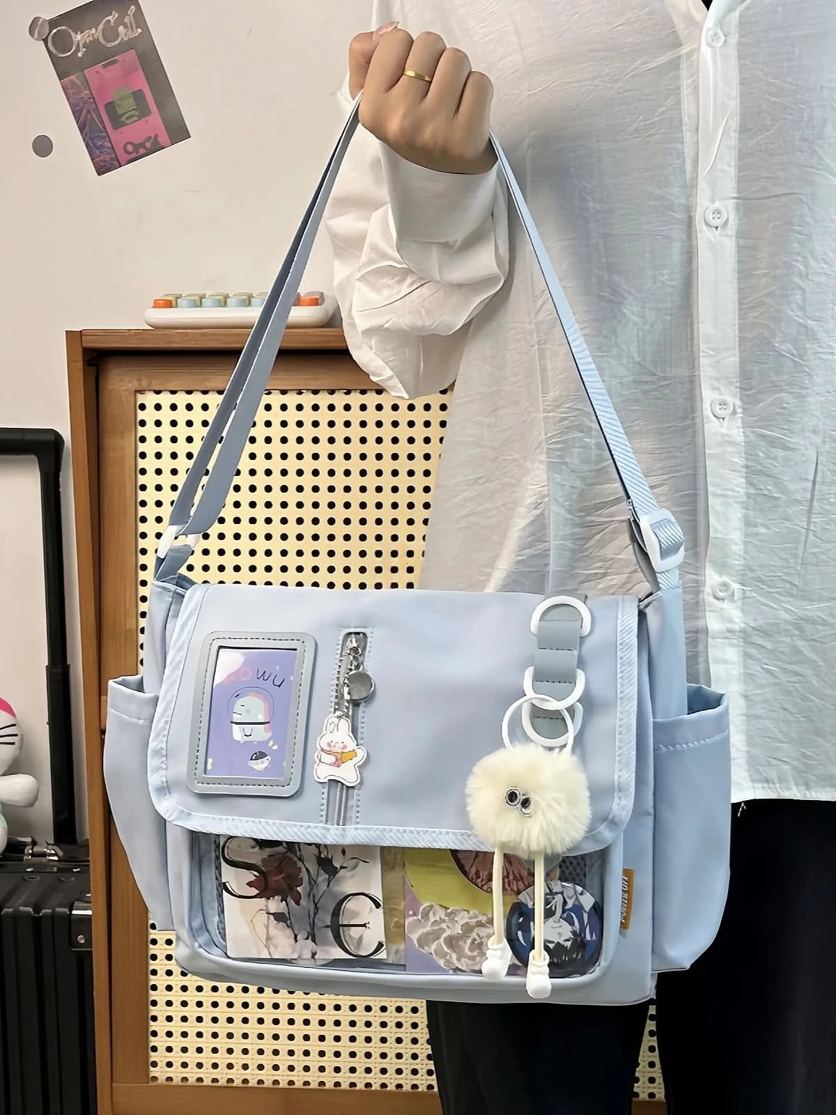 Y2K Japanese Harajuku School Bags for Teenage Girls New 2024 Transparent Itabag Crossbody Bag DIY Badges Display Plate Ita Bag - M & M Global